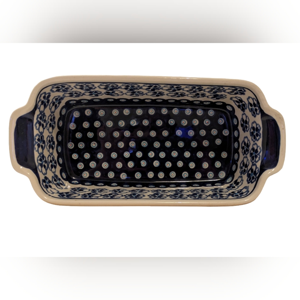 Polish Pottery Boleslawiec Peacock Handmade Baking Dish 9x5 #825 - Picture 2 of 7